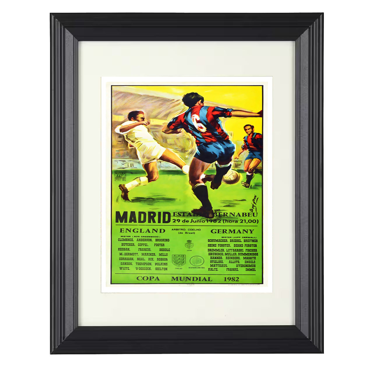 FIFA World Cup Artwork – Spain 1982 Tournament 8x10 matted black framed soccer wall art