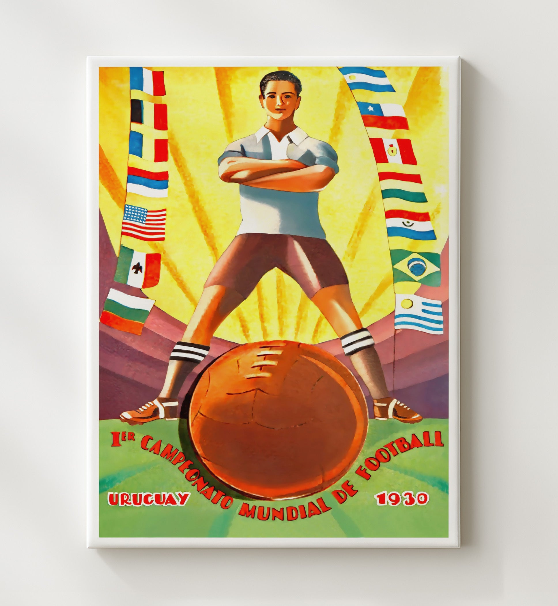 FIFA World Cup Poster Uruguay 1930 First World Cup Championship Artwork Soccer 20x24 Canvas soccer wall art print – Soccer Prints decor