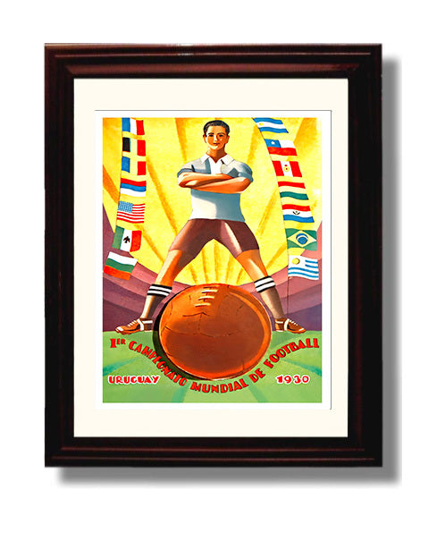 FIFA World Cup Poster Uruguay 1930 First World Cup Championship Artwork Soccer 8x10 Beveled Frame soccer wall art print – Soccer Prints decor
