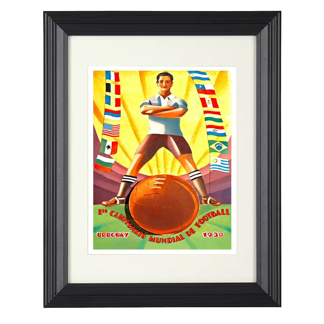 FIFA World Cup Artwork – Uruguay 1930 First World Cup 8x10 matted black framed soccer wall art