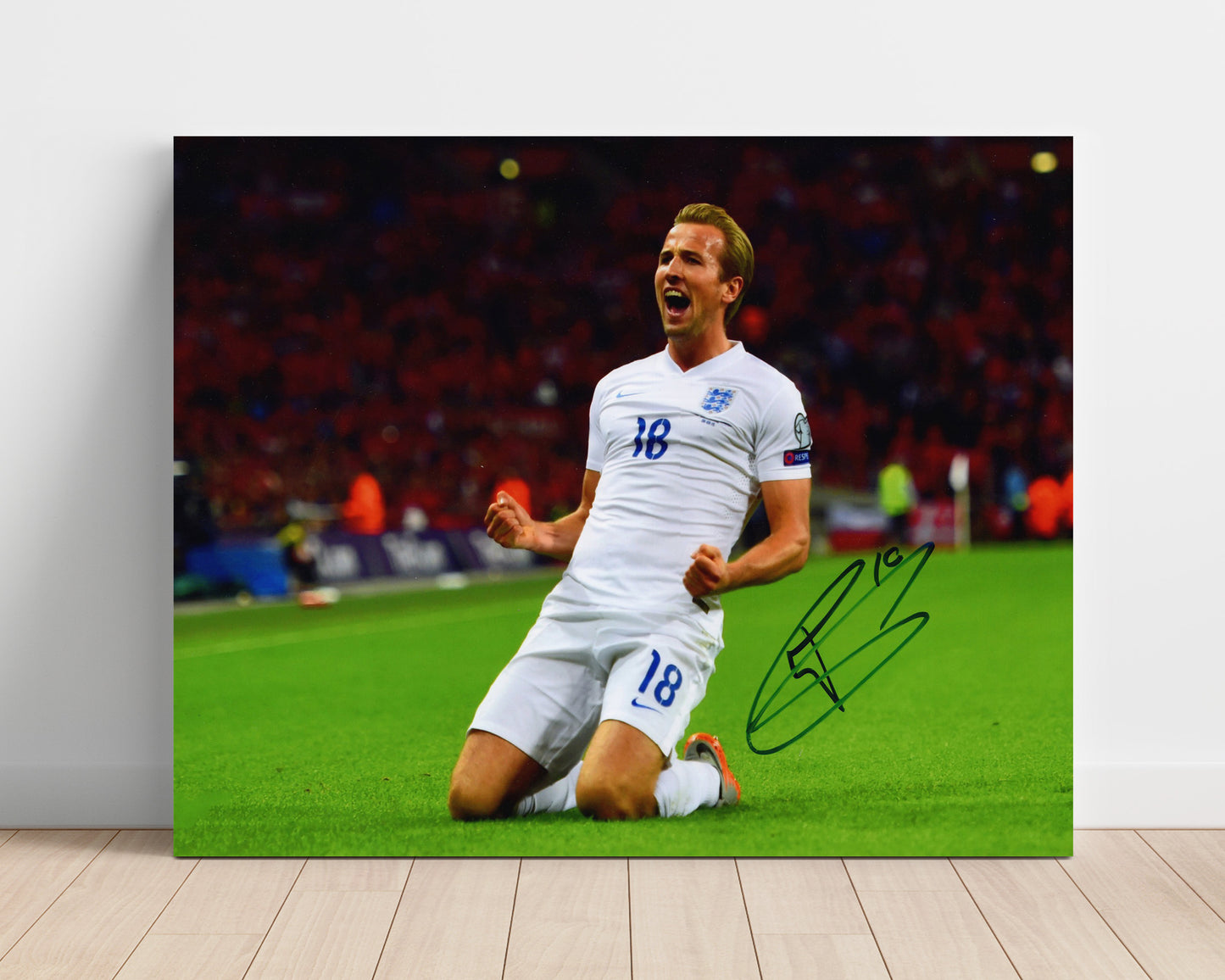 Harry Kane England Scoring Slide Goal Celebration Print Soccer Print 16x20 Unframed Print soccer wall art print – Soccer Prints decor