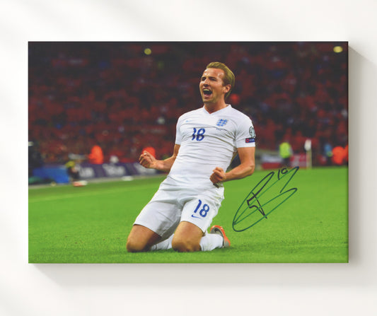 Harry Kane England Scoring Slide Goal Celebration - Canvas soccer wall art