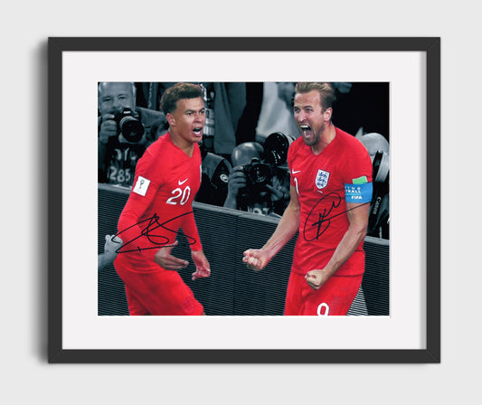 Harry Kane and Dele Alli England World Cup 2018 Celebration Soccer Print 16x20 Gallery Framed Artwork wall art print – soccer decor