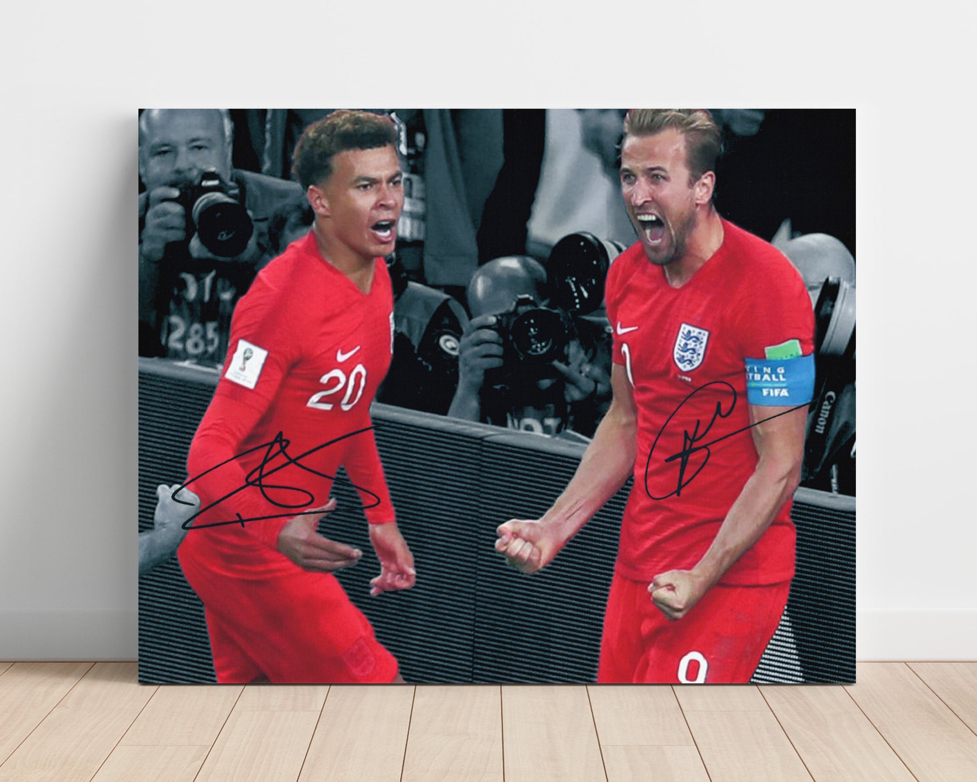 Harry Kane and Dele Alli England World Cup 2018 Celebration Soccer Print 16x20 Unframed Print soccer wall art print – Soccer Prints decor