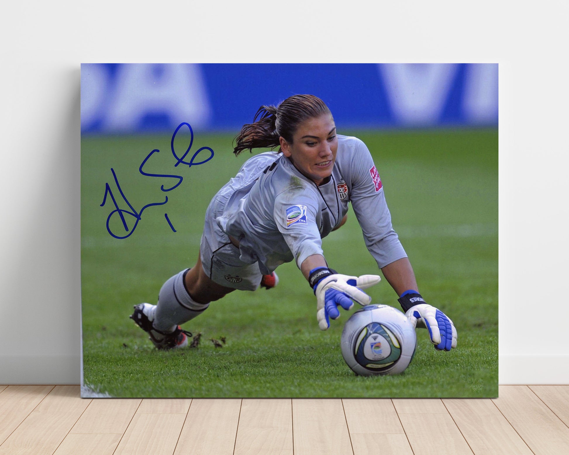 Hope Solo USA Diving Goalkeeper Save Soccer Print 16x20 Unframed Print soccer wall art print – Soccer Prints decor