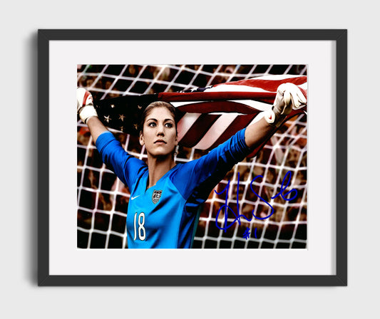 Hope Solo USA Flag Celebration Soccer Print 16x20 Gallery Framed Artwork wall art print – soccer decor