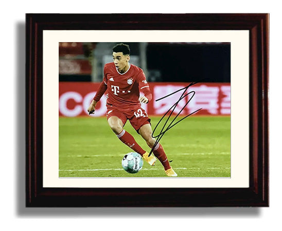 Jamal Musiala Bayern Munich Young Maestro Midfield Control Soccer Print 8x10 Beveled Frame soccer wall art print – Soccer Prints decor