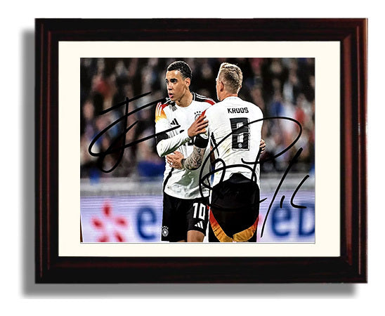 Jamal Musiala and Toni Kroos Germany Midfield Maestros Soccer Print 8x10 Beveled Frame soccer wall art print – Soccer Prints decor
