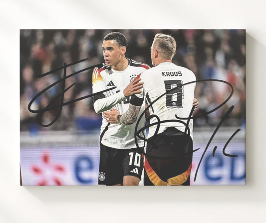 Jamal Musiala and Toni Kroos Germany Midfield Maestros - Canvas soccer wall art