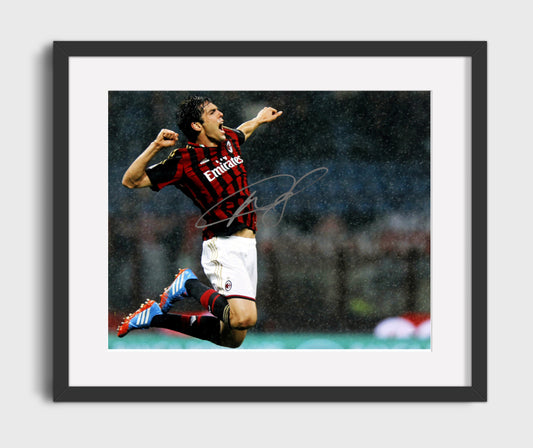 Kaka AC Milan Goal Celebration Print Leap Soccer Print 16x20 Gallery Framed Artwork wall art print – soccer decor