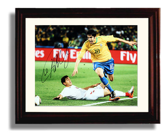 Kaka Brazil Sliding Ball Control Match Play Soccer Print 8x10 Beveled Frame soccer wall art print – Soccer Prints decor