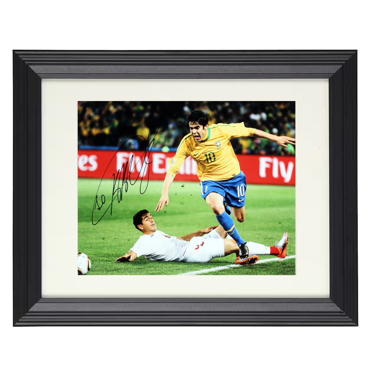 Kaká – Brazil Sliding Ball Control Match Play 8x10 matted black framed soccer wall art
