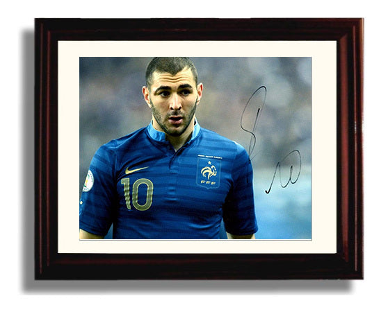Karim Benzema France Goal Hunter Striker Action Soccer Print 8x10 Beveled Frame soccer wall art print – Soccer Prints decor