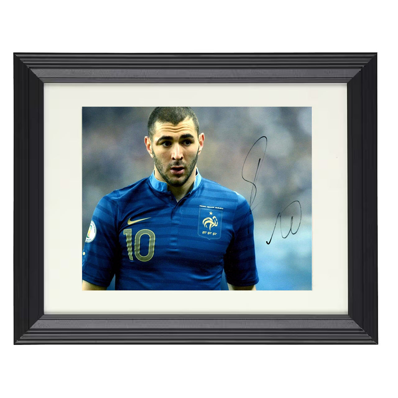 Karim Benzema – France Goal Hunter Striker Action 8x10 matted black framed soccer wall art