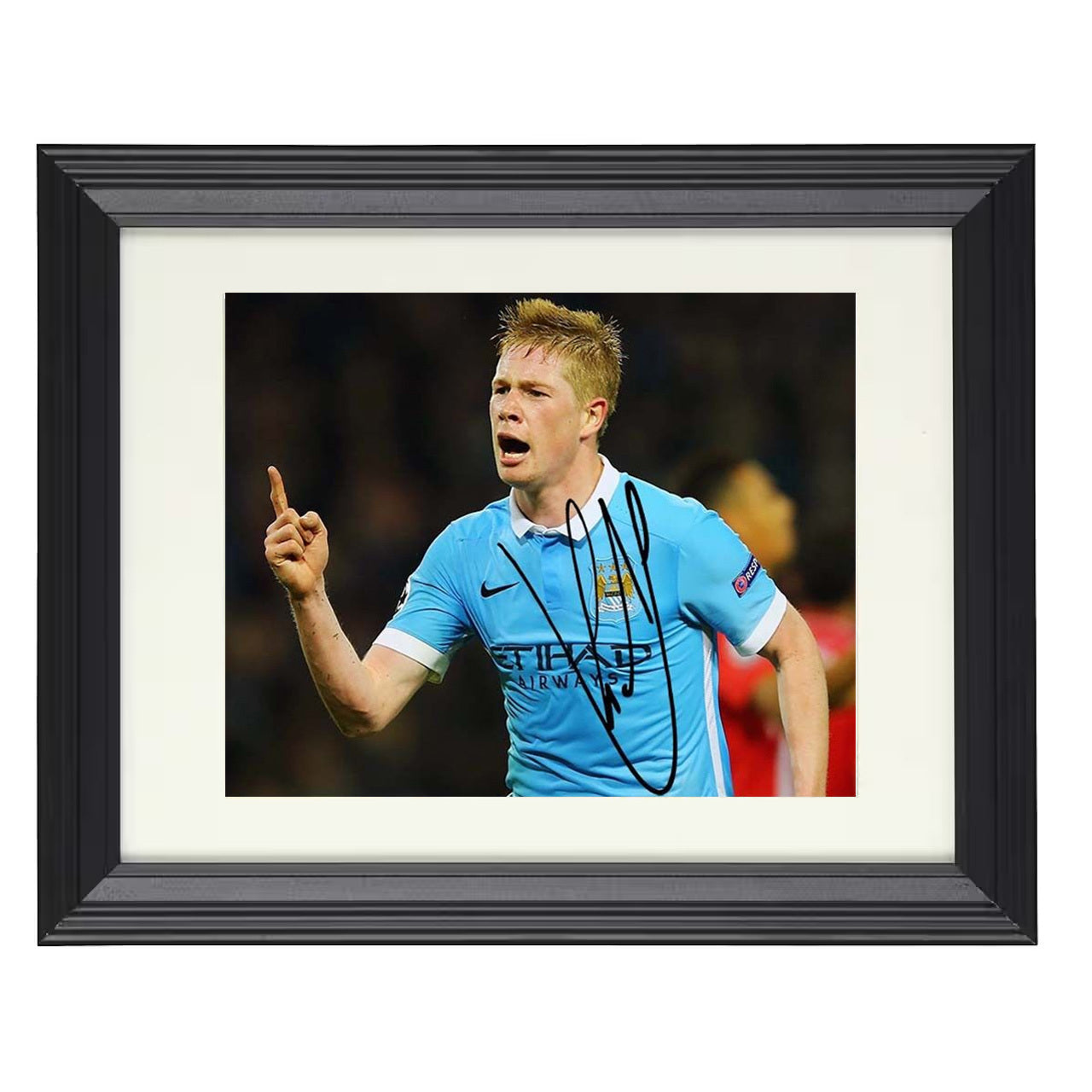 Kevin De Bruyne – Manchester City Midfield Genius Playmaker 8x10 matted black framed soccer wall art