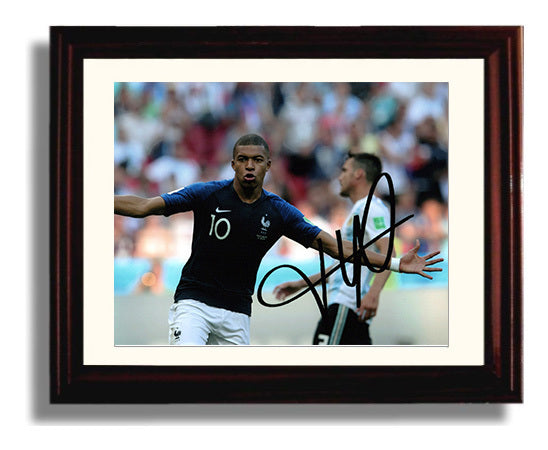 Kylian Mbappe France World Cup 2018 Goal Celebration Print Soccer Print 8x10 Beveled Frame soccer wall art print – Soccer Prints decor