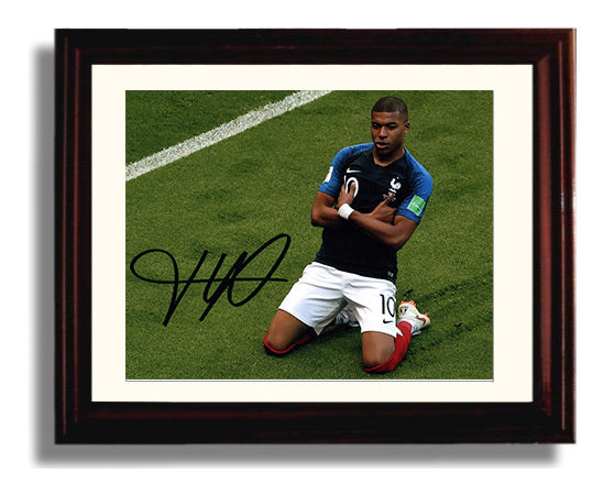 Kylian Mbappe France World Cup Celebration Pose Soccer Print 8x10 Beveled Frame soccer wall art print – Soccer Prints decor