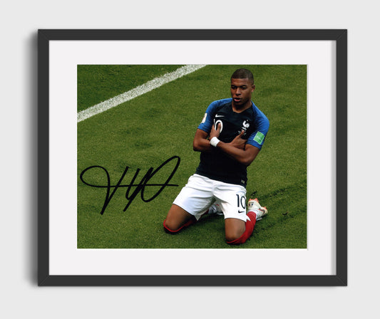 Kylian Mbappe France World Cup Celebration Pose Soccer Print 16x20 Gallery Framed Artwork wall art print – soccer decor