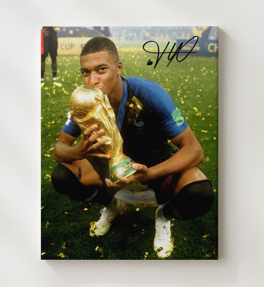 Kylian Mbappe France World Cup Champion Golden Boy 2018 - Canvas soccer wall art