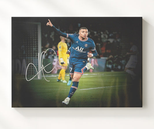 Kylian Mbappe Real Madrid Jet Speed Goal Celebration - Canvas soccer wall art
