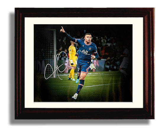 Kylian Mbappe Real Madrid Jet Speed Goal Celebration Print Soccer Print 8x10 Beveled Frame soccer wall art print – Soccer Prints decor