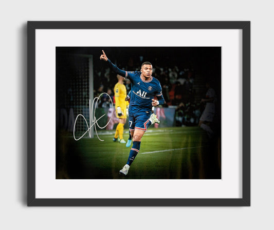 Kylian Mbappe Real Madrid Jet Speed Goal Celebration Print Soccer Print 16x20 Gallery Framed Artwork wall art print – soccer decor