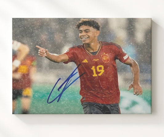 Lamine Yamal Spain Pointing Celebration Moment - Canvas soccer wall art