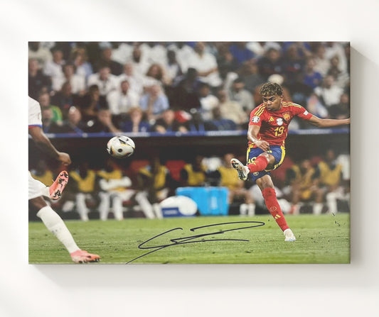 Lamine Yamal Spain Power Strike Shot - Canvas soccer wall art