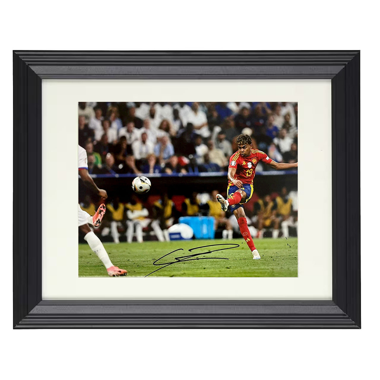 Lamine Yamal – Spain Power Strike Shot 8x10 matted black framed soccer wall art