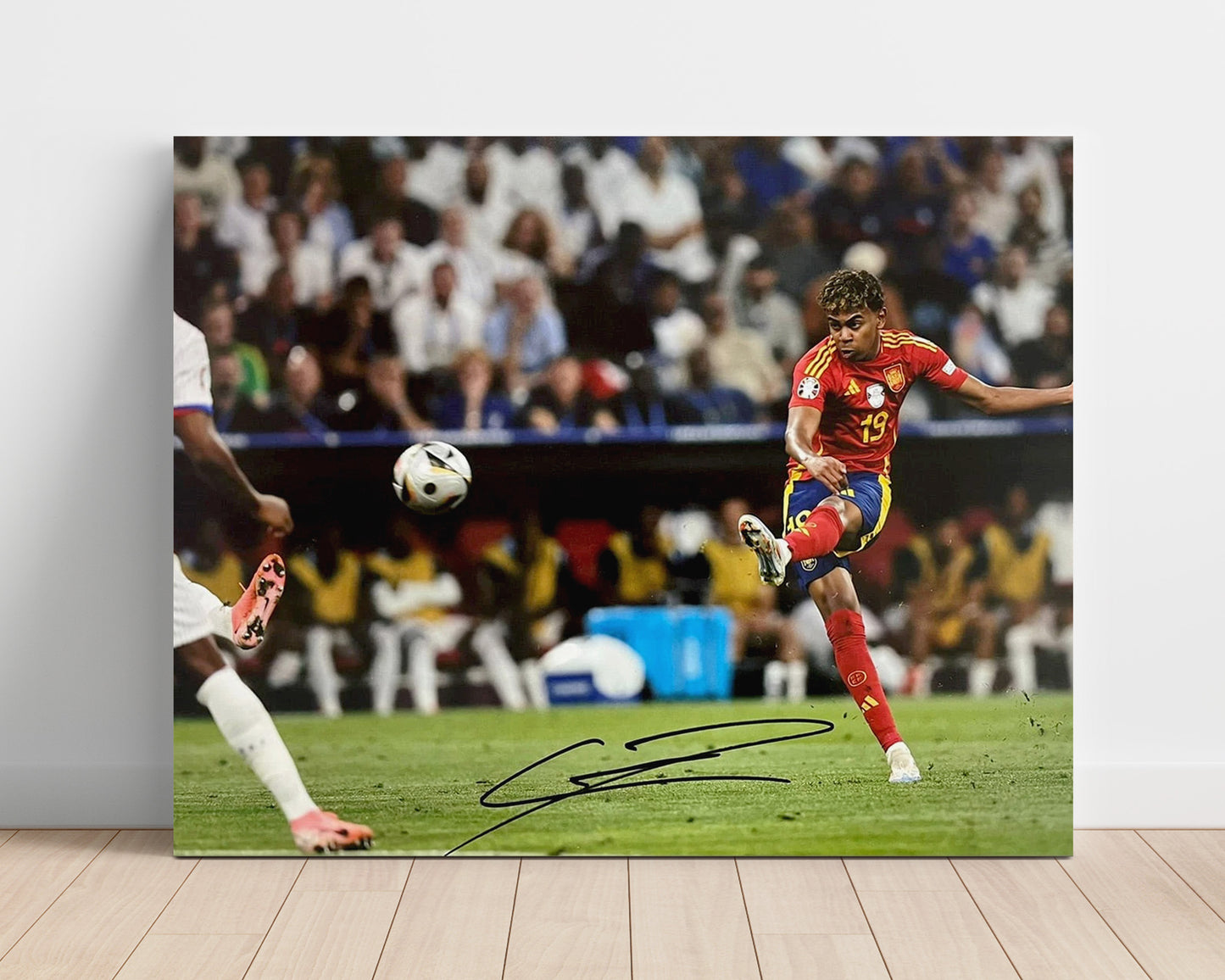 Lamine Yamal Spain Power Strike Shot Soccer Print 16x20 Unframed Print soccer wall art print – Soccer Prints decor