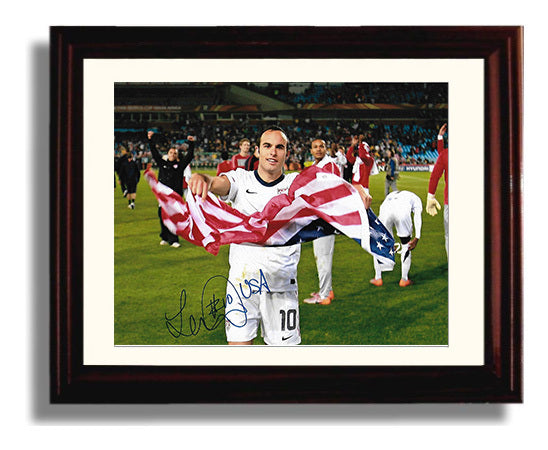 Landon Donovan USA Flag Celebration Victory Soccer Print 8x10 Beveled Frame soccer wall art print – Soccer Prints decor
