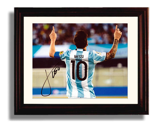 Lionel Messi Argentina GOAT Hands Up Celebration Soccer Print 8x10 Beveled Frame soccer wall art print – Soccer Prints decor