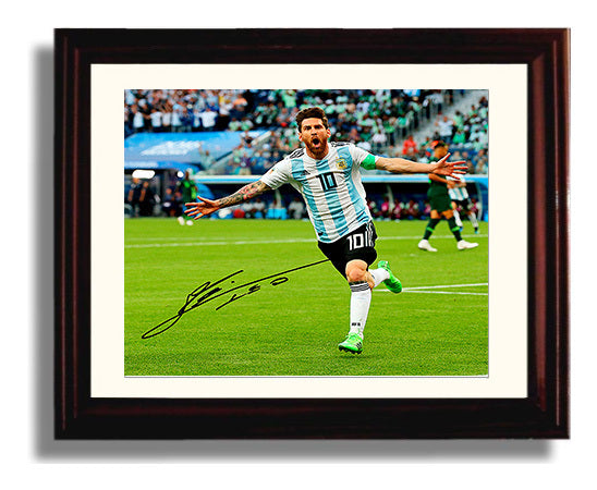 Lionel Messi Argentina Goal Celebration Print Run Soccer Print 8x10 Beveled Frame soccer wall art print – Soccer Prints decor