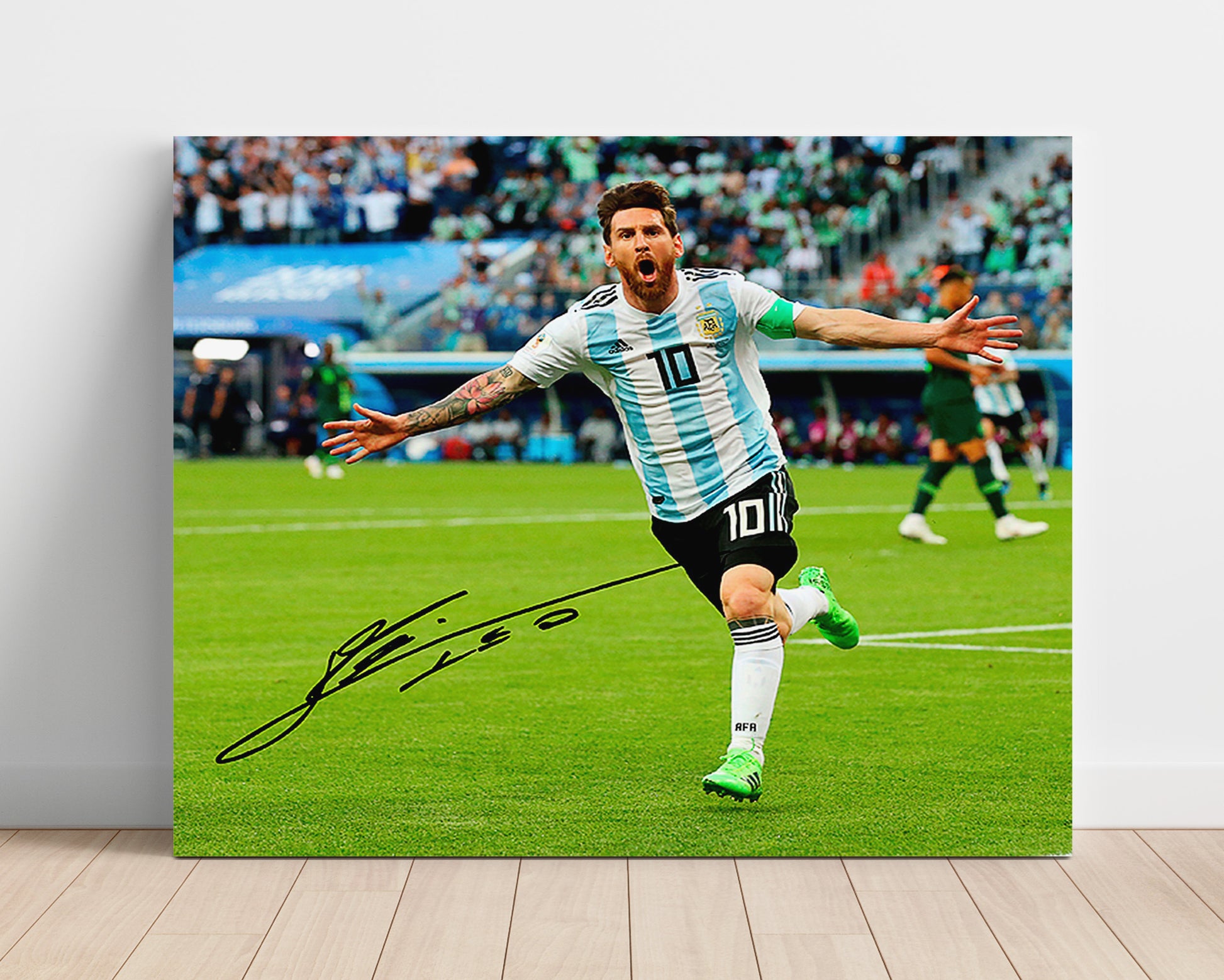 Lionel Messi Argentina Goal Celebration Print Run Soccer Print 16x20 Unframed Print soccer wall art print – Soccer Prints decor