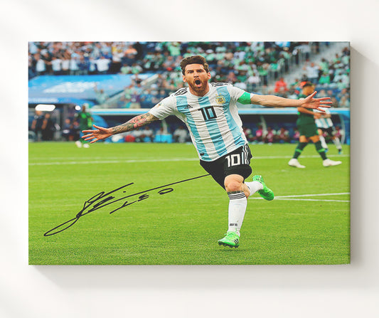 Lionel Messi Argentina Goal Celebration Run - Canvas soccer wall art