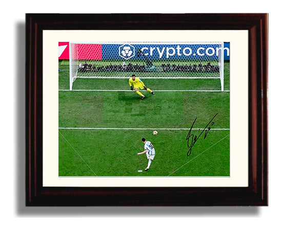 Lionel Messi Argentina World Cup 2022 Ice Veins Penalty Soccer Print 8x10 Beveled Frame soccer wall art print – Soccer Prints decor