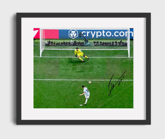 Lionel Messi Argentina World Cup 2022 Ice Veins Penalty Soccer Print 16x20 Gallery Framed Artwork wall art print – soccer decor
