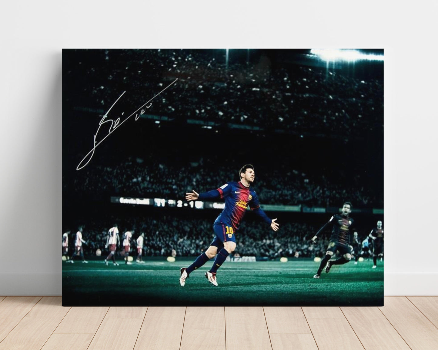 Lionel Messi FC Barcelona Night Match Goal Celebration Print Soccer Print 16x20 Unframed Print soccer wall art print – Soccer Prints decor