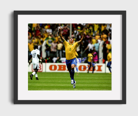 Lucio Brazil Goal Celebration Print World Cup Era Soccer Print 16x20 Gallery Framed Artwork wall art print – soccer decor
