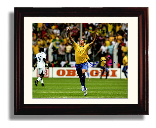 Lucio Brazil Goal Celebration Print World Cup Era Soccer Print 8x10 Beveled Frame soccer wall art print – Soccer Prints decor
