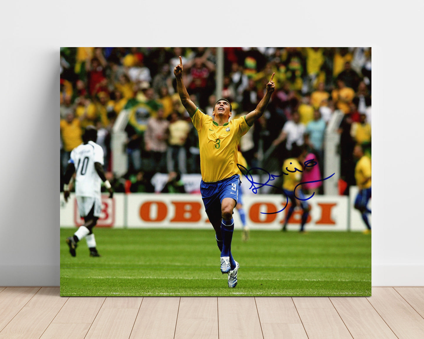 Lucio Brazil Goal Celebration Print World Cup Era Soccer Print 16x20 Unframed Print soccer wall art print – Soccer Prints decor