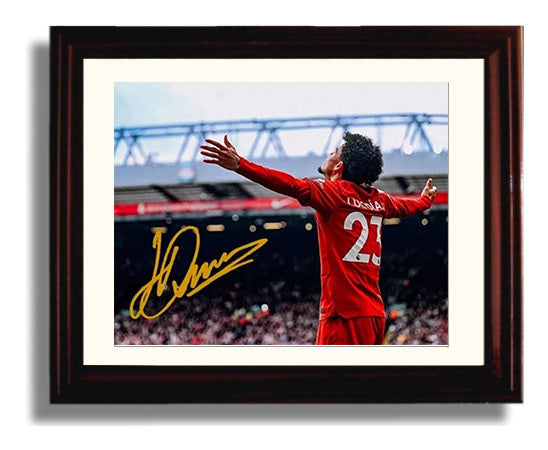 Luis Diaz Liverpool Goal Celebration Print at Anfield Soccer Print 8x10 Beveled Frame soccer wall art print – Soccer Prints decor