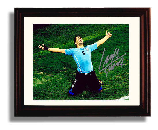 Luis Suarez Uruguay Wild Goal Celebration Print Roar Soccer Print 8x10 Beveled Frame soccer wall art print – Soccer Prints decor