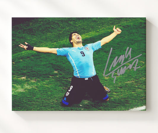 Luis Suarez Uruguay Wild Goal Celebration Roar - Canvas soccer wall art
