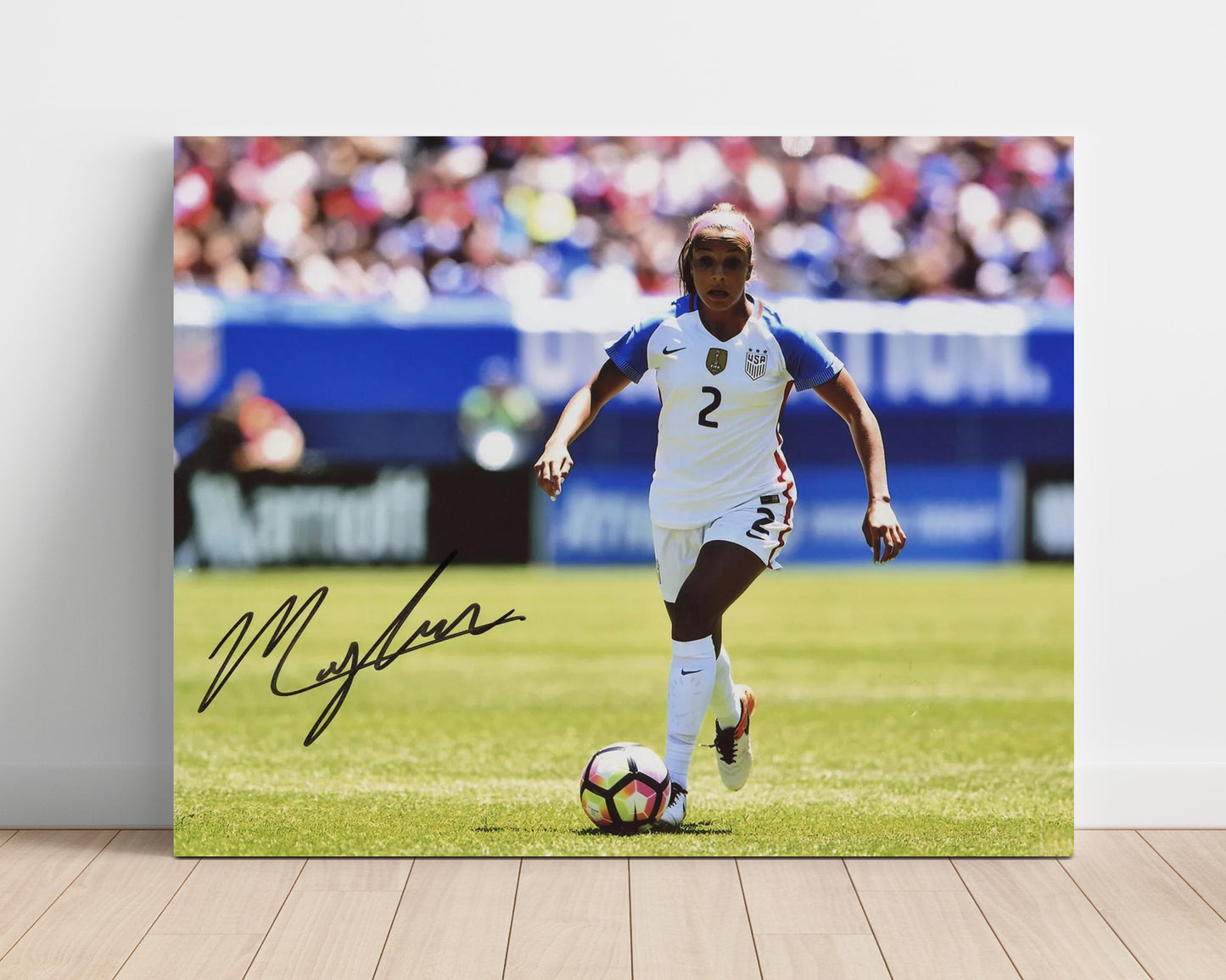 Mallory Swanson USA Womens National Team Dribbling Attack Soccer Print 16x20 Unframed Print soccer wall art print – Soccer Prints decor