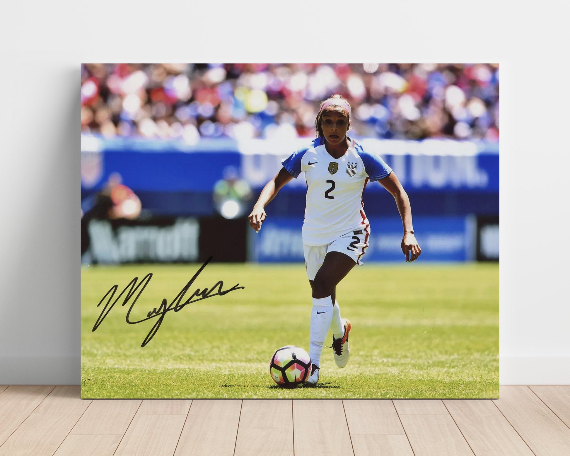 Mallory Swanson USA Womens National Team Dribbling Attack Soccer Print 16x20 Unframed Print soccer wall art print – Soccer Prints decor