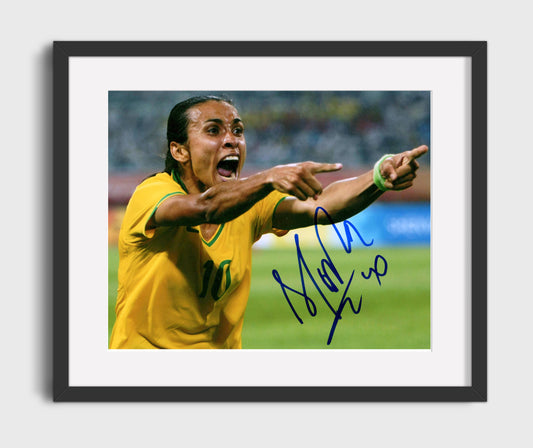 Marta Brazil Passion Celebration Point Soccer Print 16x20 Gallery Framed Artwork wall art print – soccer decor