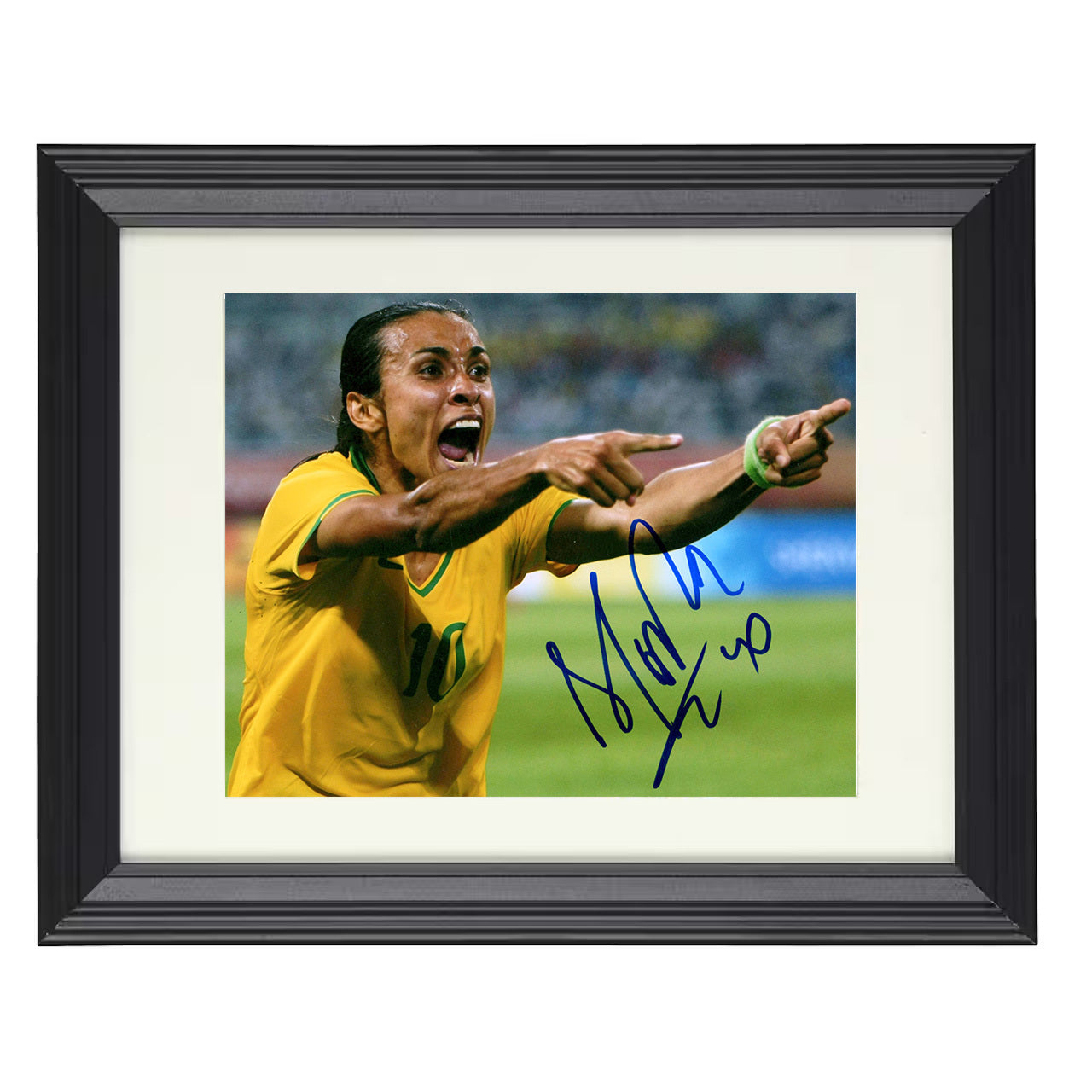 Marta – Brazil Passion Celebration Point 8x10 matted black framed soccer wall art