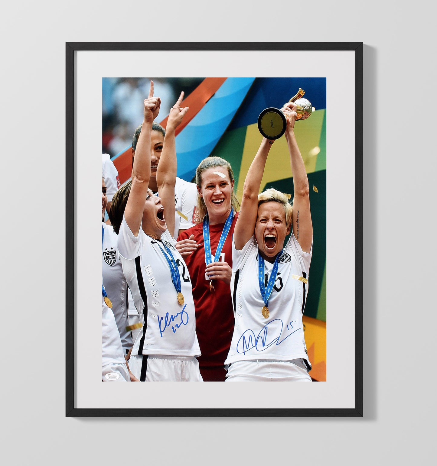 Megan Rapinoe and Meghan Klingenberg USA World Cup Champions Victory 16x20 Gallery Frame soccer wall art print – Soccer Prints decor
