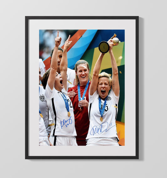Megan Rapinoe and Meghan Klingenberg USA World Cup Champions Victory 16x20 Gallery Framed Artwork wall art print – soccer decor